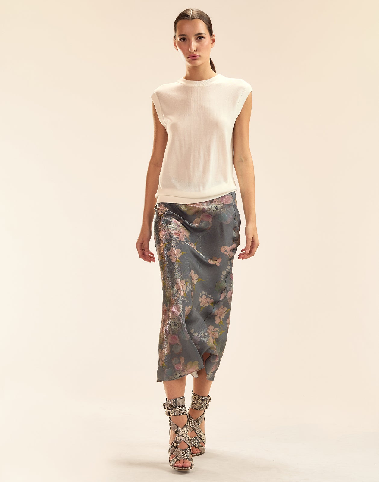 Claude Silk Lamé Skirt