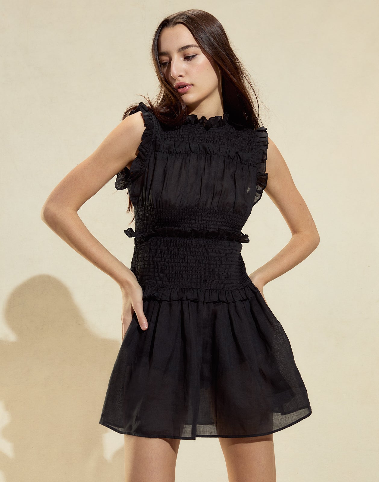Noir Ramie Mini Dress